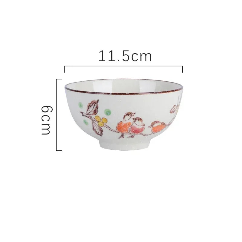 Ceramic 4.5 Inch Japanese Rice Bowl Retro Household Tableware