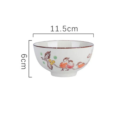 Ceramic 4.5 Inch Japanese Rice Bowl Retro Household Tableware