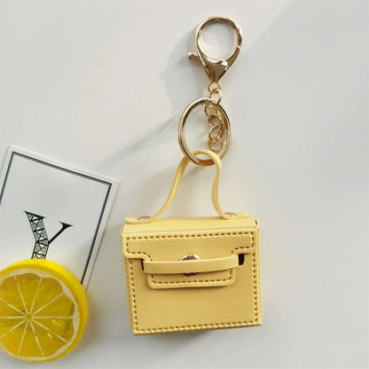 Free 1+1 Birkin Inspired Mini Hand Bag - Solid Color PU Leather Coin Bag Keychain Charm