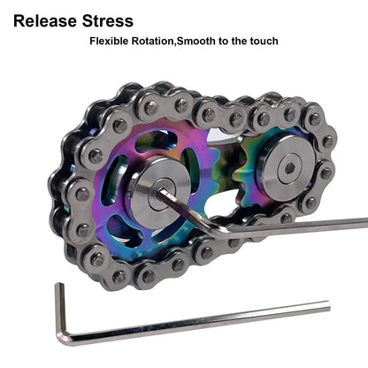 Spinner Fidget Metal Chain Gear EDC Rainbow Focus Toy