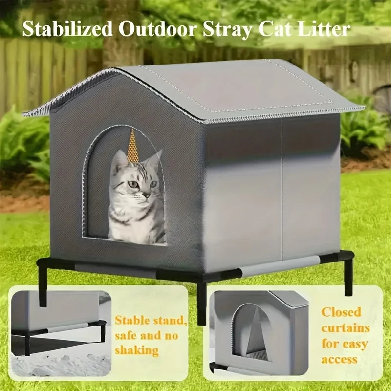 Cat House Water-Resistant Winter Warm Shelter Foldable Outdoor Pet Cave Bed For Cats And Compact Dogs