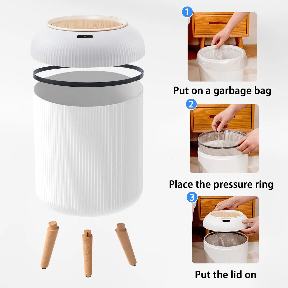 Motion Sensor Trash Can Compact Plastic Smart Bin Hands Free