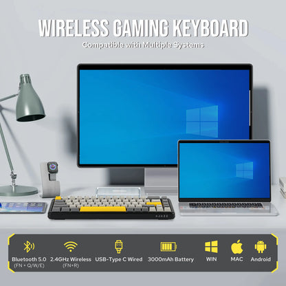 Mechanical Keyboard 68Key Cordless Bluetooth RGB Hall Effect