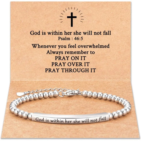 letter design, metal, lobster-claw clasp, faith-inspired – Timeless women's chain bracelet