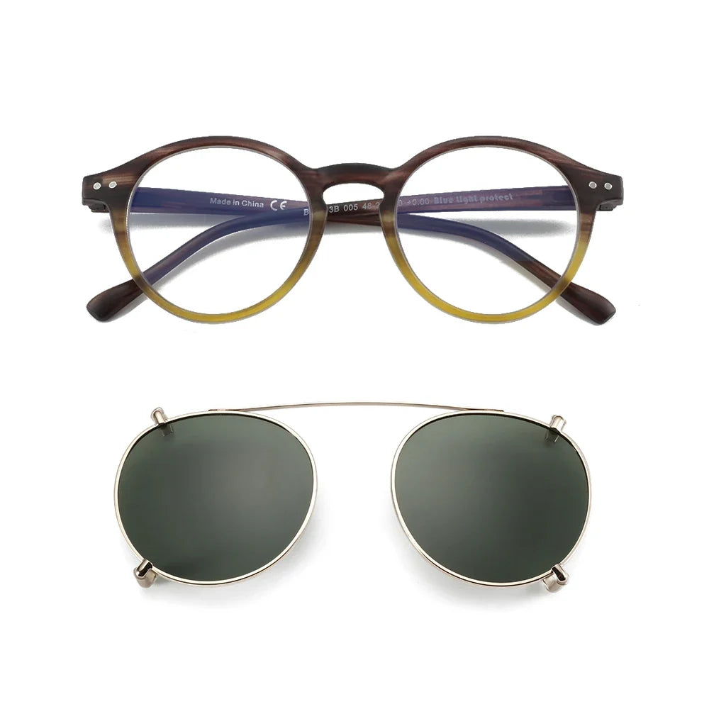 Clip2026 Edition On Sunglasses Retro Round Frames Anti Blue Light Polarizing Clip Ons Summer