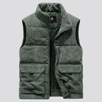 Mens Insulating Fleece Vest - Quilted Corduroy, Casual