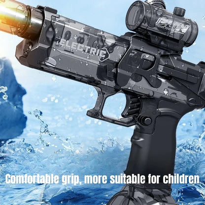 Motor-Driven Water Gun Self-Priming Pulse Blaster Kids Toy Summer 2025 Large Capacity Tank LED Lights