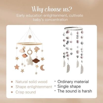 Mobile Baby Wooden Crib Hanging Toy Newborn Nursery Fall 2025 Soothing Music Developmental Gift