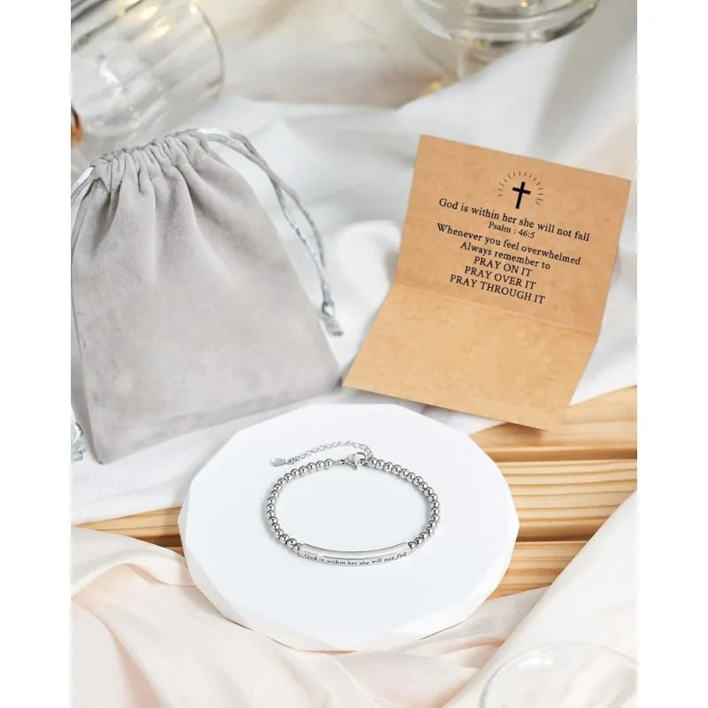 letter design, metal, lobster-claw clasp, faith-inspired – Timeless women's chain bracelet