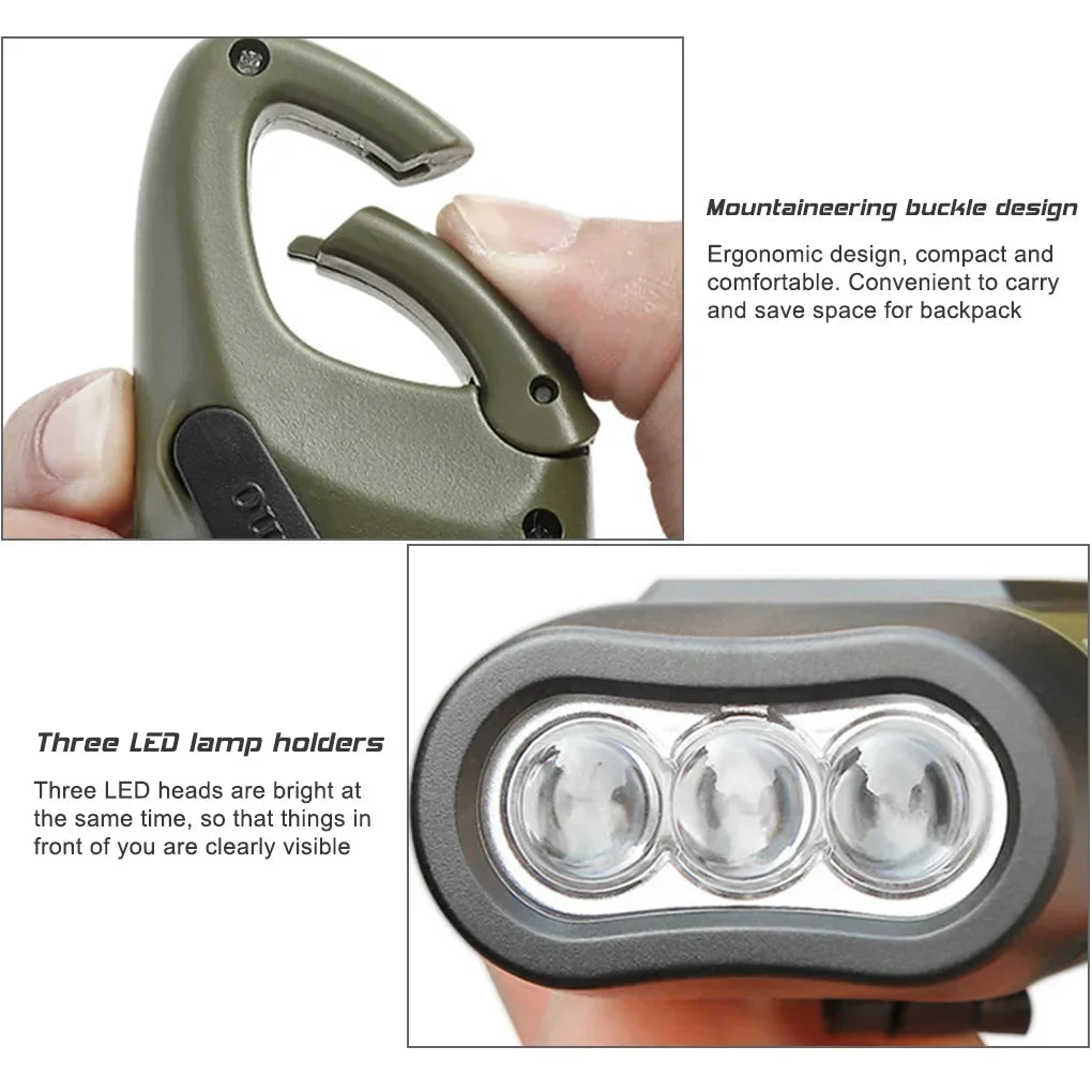 Travel-Friendly LED Flashlight Tent Light Hand Crank Solar Torch - Outdoor Camping Hiking Emergency Lantern