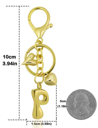 Keychain Personalized Gold Bubble Letter Bag Charm Gift