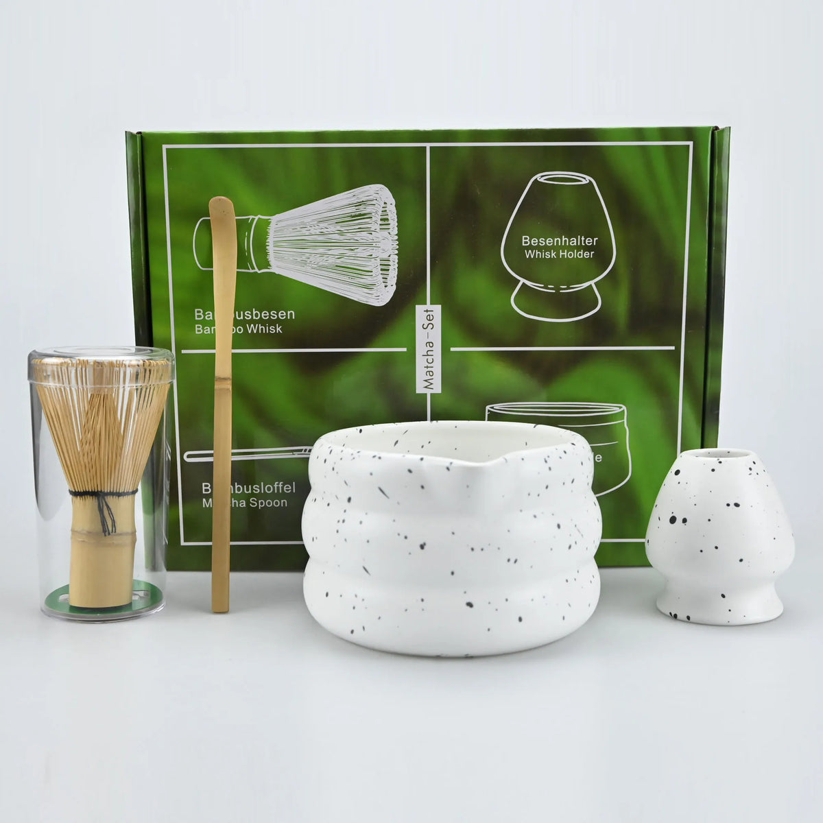 Matcha Kit Porcelain Bowl Whisk Spoon Stand Gift Japanese