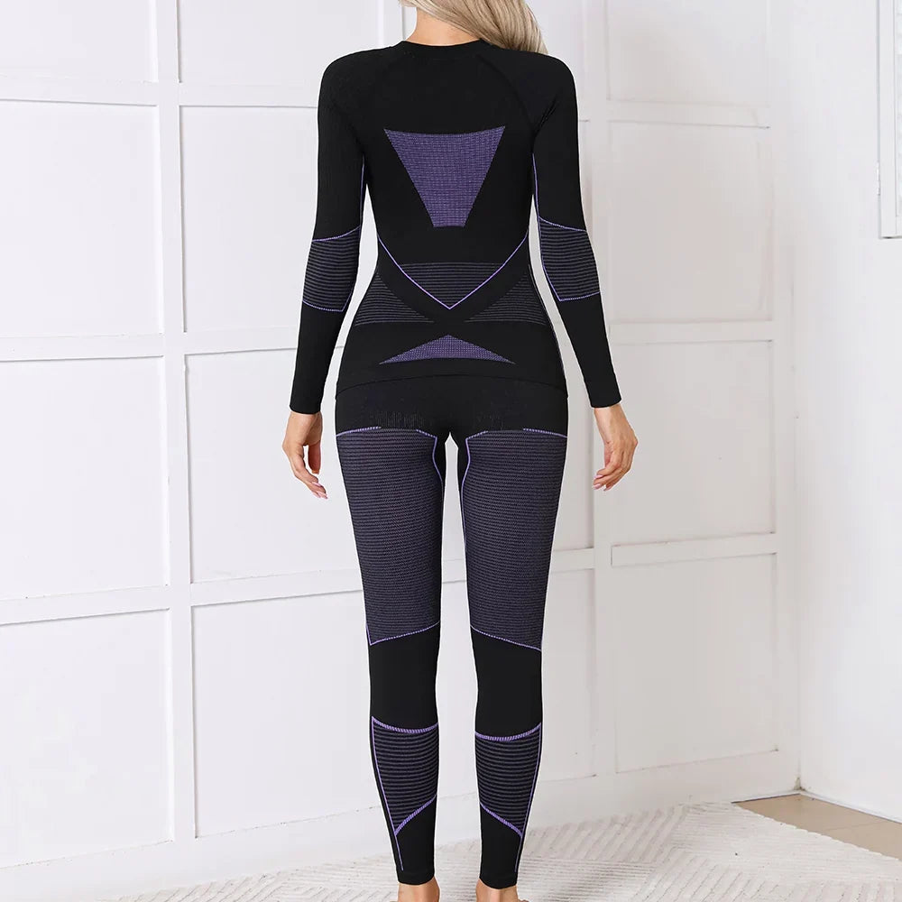 Fast Dry Thermal Base Layer Kit for Women - High Elastic Skiing Underwear for Winter Sports