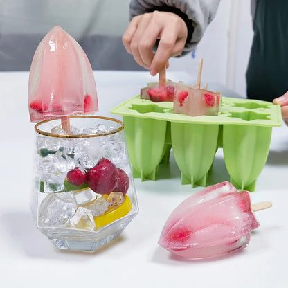 6-Hole Silicone Popsicle Molds for Homemade Ice Cream, Simple Release Ice Pop Maker with Cover and Sticks