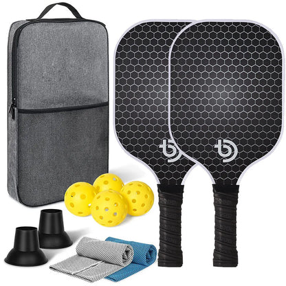 Pickleball Paddles Carbon Fiber Surface Kit USAPA Approved Two Paddles Carry Bag Balls Fall 2025 Sturdy Control