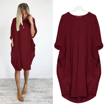 Variant image for Plus Size Women's Dress with Pockets, Oversize Relaxed Fit, Soft Lightweight Fabric, Sizes S-5XL-9