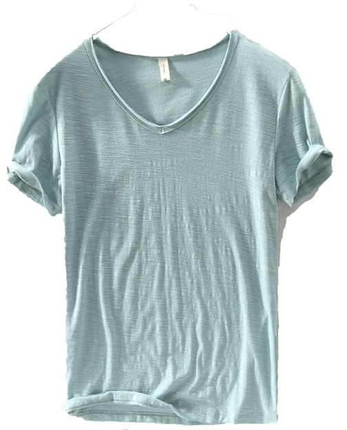 Variant image for Men's V-Neck Linen Cotton Shirt, Lightweight Short Sleeve Slim-Fit Casual Top for Summer-16
