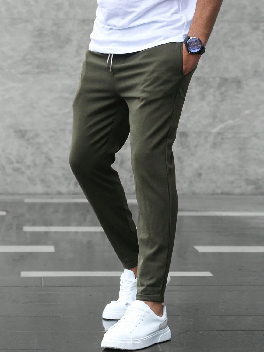 Stretch Comfort Trousers with Adjustable Drawstring Waistband, Lightweight Work Pants for All-Day Wear-3