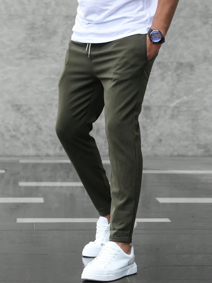 Men's Stretch Pants with Adjustable Elastic Waistband, Breathable Fabric, Relaxed Fit for Work and Casual Wear-3