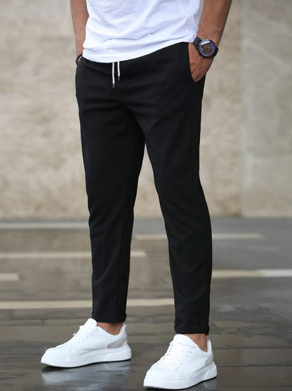Variant image for Men's Stretch Pants with Adjustable Elastic Waistband, Breathable Fabric, Relaxed Fit for Work and Casual Wear-11