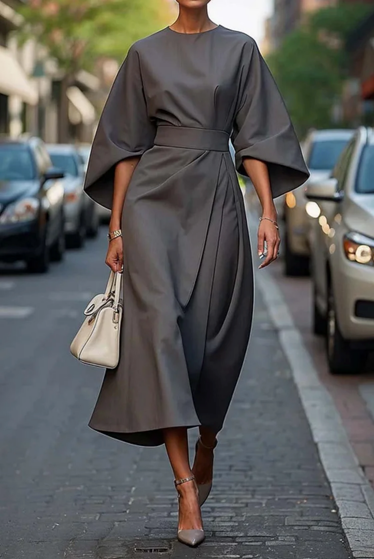 Variant image for Belted Black Maxi Dress for Women - Flattering Fit Long Dress, Plus Size Available, Effortless Elegance-25