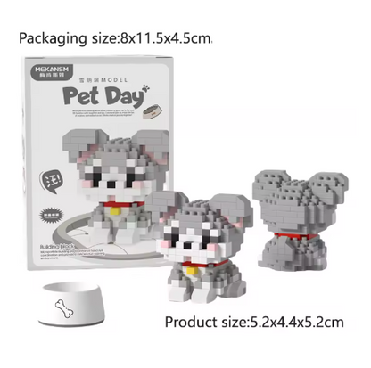 Mini Cute Pet Dog Building Block Kit - 90-Piece Cartoon Animal Educational Toy for Kids and Adults