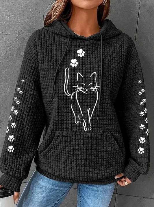 Cozy Warm Women's Hoodie - Oversized Waffle Knit, Casual