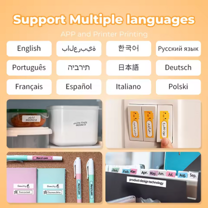 Label Printer Mini Pocket Thermal Maker - Cordless Travel-Friendly Sticker Printer for Various Label Paper