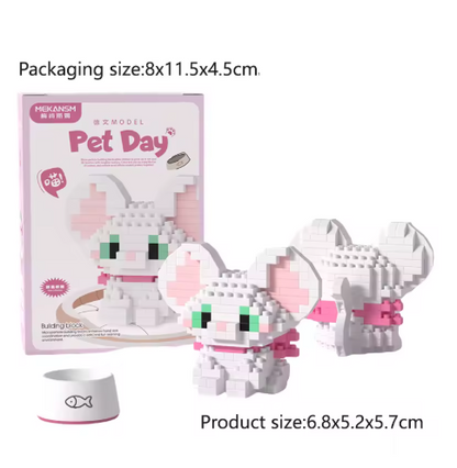 Mini Cute Pet Cat Building Block Kit - Educational Toy for Kids and Adults, City Cartoon Animal Design