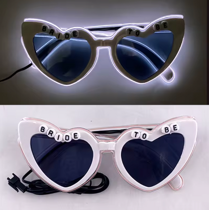 LED Retro Flashing Sunglasses for Bachelorette Party, Pink Heart Glasses, Wedding Props, Valentine's Day Decor