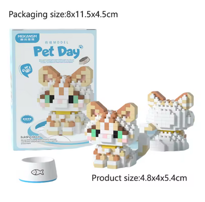 Mini Cute Pet Cat Building Block Kit - Educational Toy for Kids and Adults, City Cartoon Animal Design