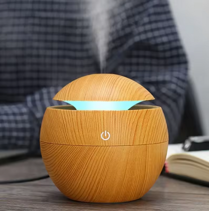 USB Ultrasonic Cool Mist Sprayer Aroma Diffuser Mini Wood Grain Humidifier for Household Use