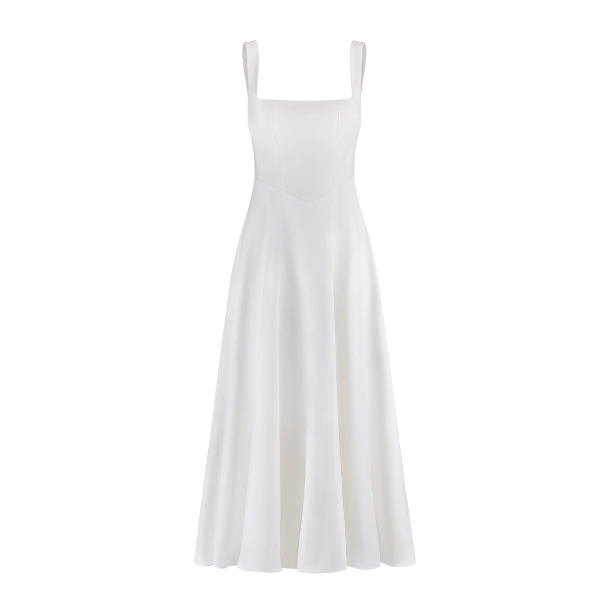 Variant image for Elegant White Midi Dress for Women, Long Sleeve Flattering Silhouette, Lightweight and Versatile for Any Occasion-1