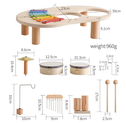Educational Baby Toys Wooden Xylophone Bells - Montessori Music Table for Newborn Birthday Gifts