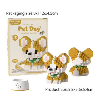 Mini Cute Pet Dog Building Block Kit - 90-Piece Cartoon Animal Educational Toy for Kids and Adults