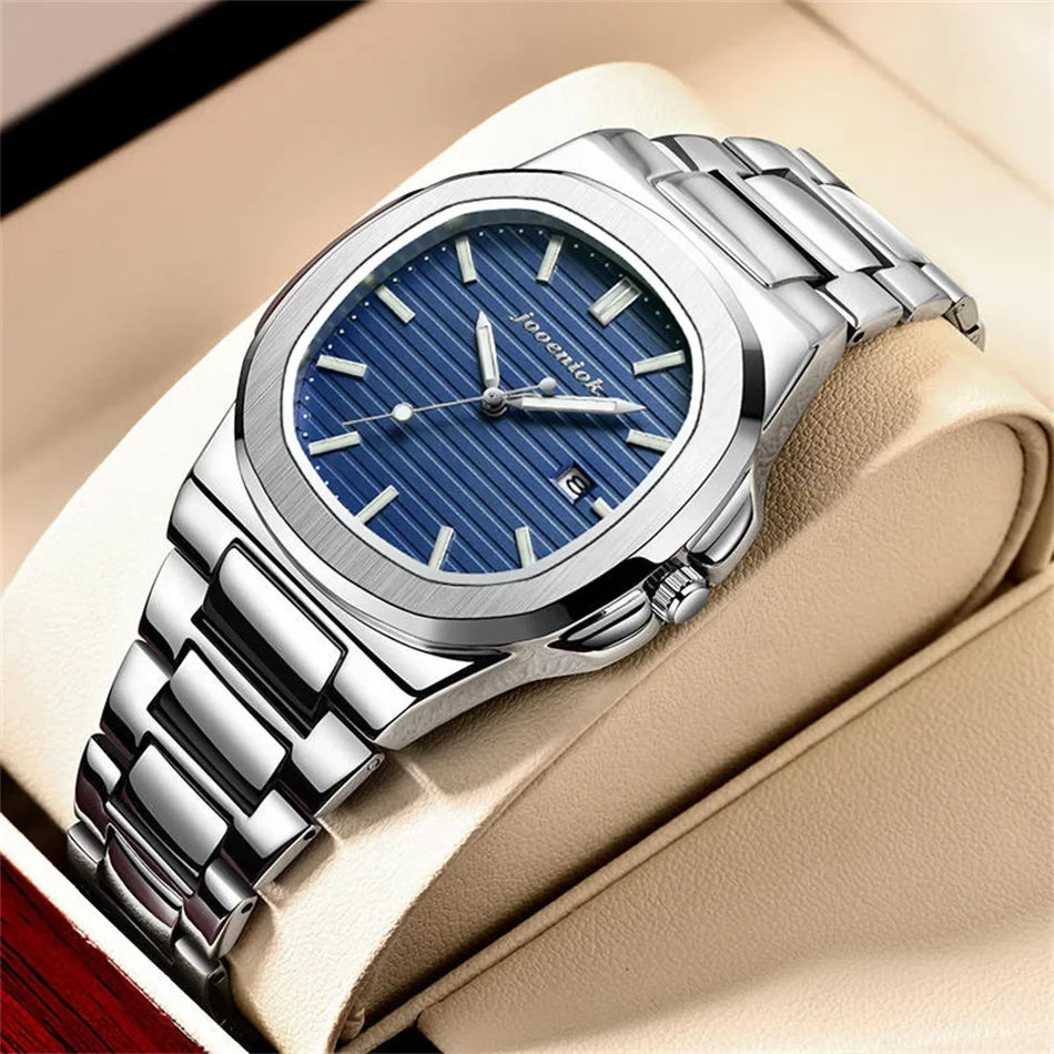 Deluxe Quartz Watch Stainless Steel Date Water-Resistant Luminous