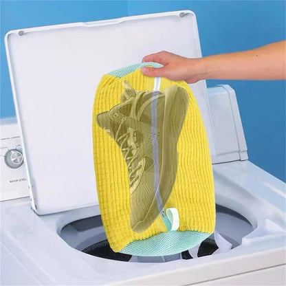 Shoe Washing Bag Cotton Laundry Bag with Zipper Closure, Sturdy Cleaning Bag for Shoes, Travel-Friendly Drying Bags