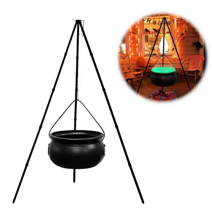Cauldron Witches Large Tripod Cauldron With Green LED String Light Outdoor Halloween 2025 Spooky Party Decor
