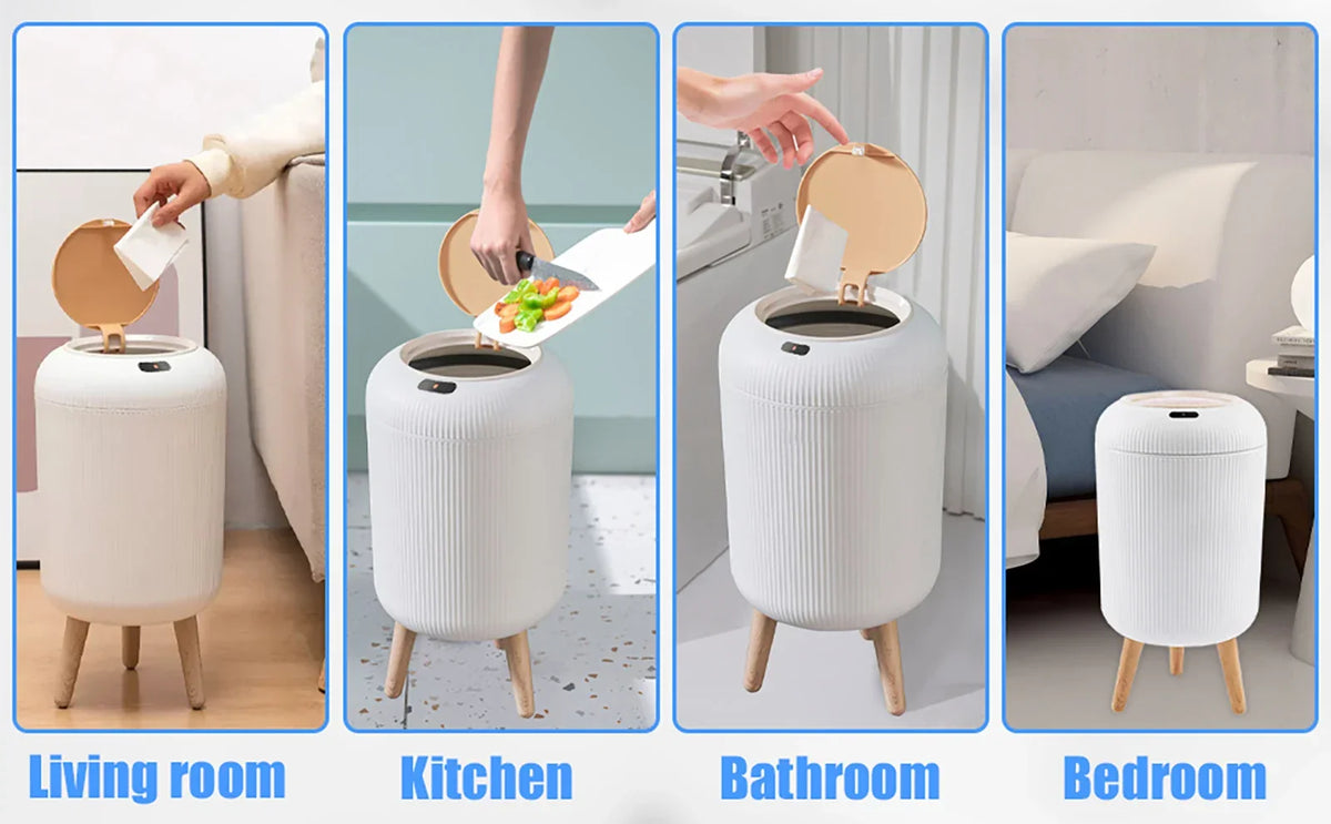 Motion Sensor Trash Can Compact Plastic Smart Bin Hands Free