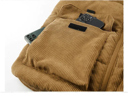 Mens Insulating Fleece Vest - Quilted Corduroy, Casual