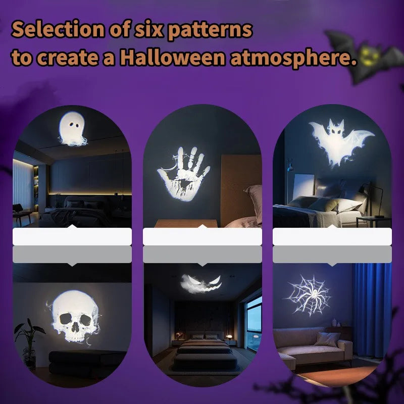 Halloween2025 Edition Projector Light USB LED Projector Lamp With Switchable Ghost Skull Patterns Ceiling Wall Decor Fall
