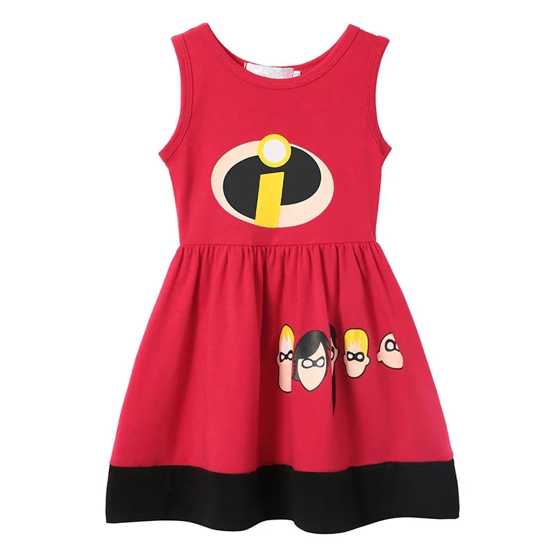 Light girls' dress - sleeveless a-line, polyester, elastane, casual summer wear