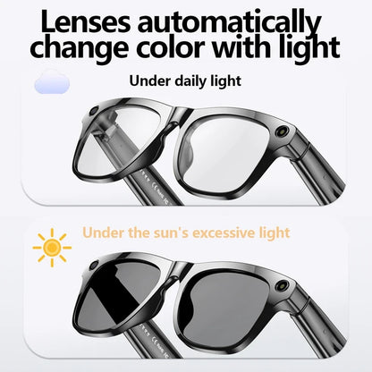 AI 4K Smart Camera Glasses Photochromic Travel Handsfree