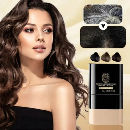 Hair Temporary Color Root Touch-Up Stick with Comb - Instant White Hair Coverage Non-Stain Coloring Pen