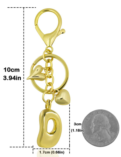 Keychain Personalized Gold Bubble Letter Bag Charm Gift