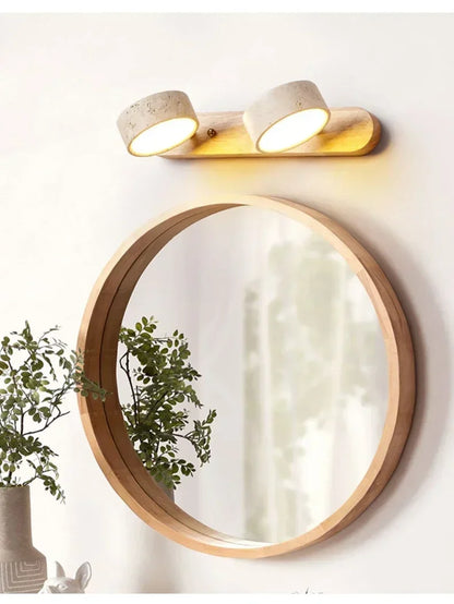 Wabi Japandi Sabi Round LED Wall Light With Mirror Bathroom