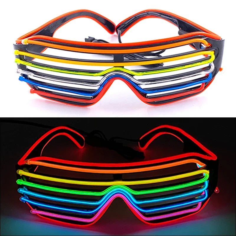 Light LED Up Neon Glasses for Party - Glow in The Dark Party Supplies, EL Wire Party Favors
