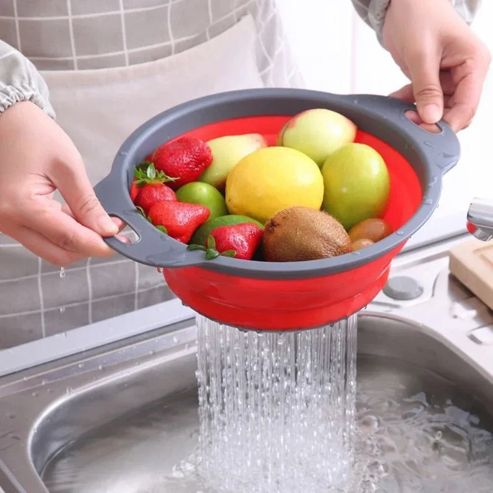 Silicone2026 Edition Folding Drain Basket Colander Eco Friendly Space Saving Kitchen Drainer Spring