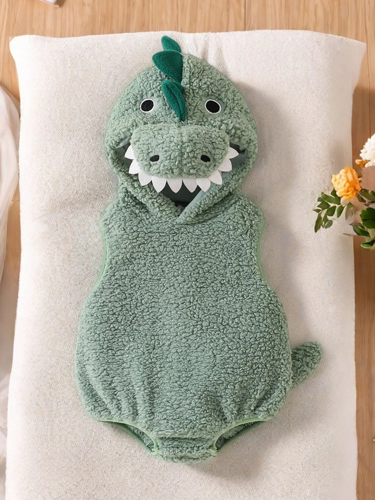 Dinosaur Baby Halloween Romper Plush Hooded Sleeveless