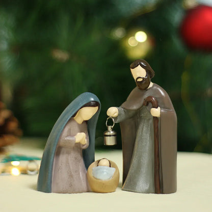 Scene Nativity Lanterns Resin Holy Family Figurines Luminous Christmas 2025 Prayerful Display